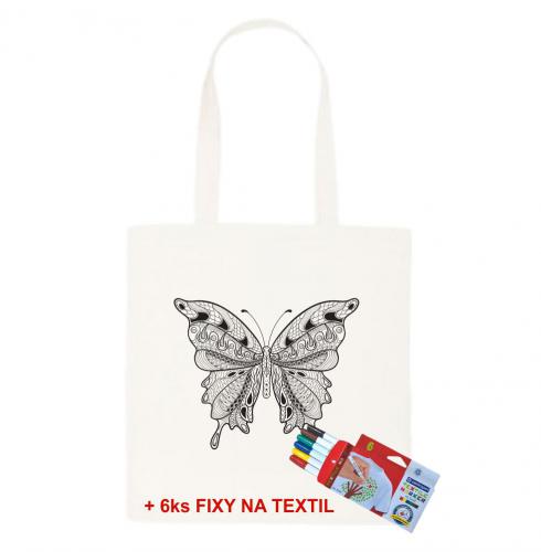 Taška k vymalování Motýl + 6ks Fixy na textil