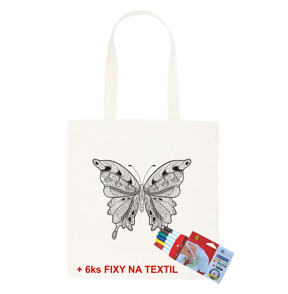 Taška k vymalování Motýl + 6ks Fixy na textil - zvìtšit obrázek