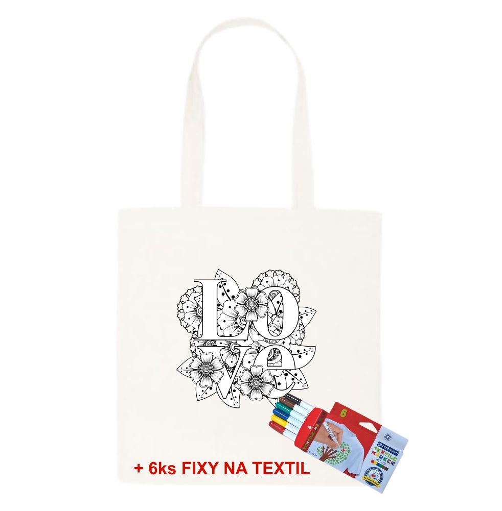 Taška k vymalování Love + 6ks Fixy na textil - zvìtšit obrázek